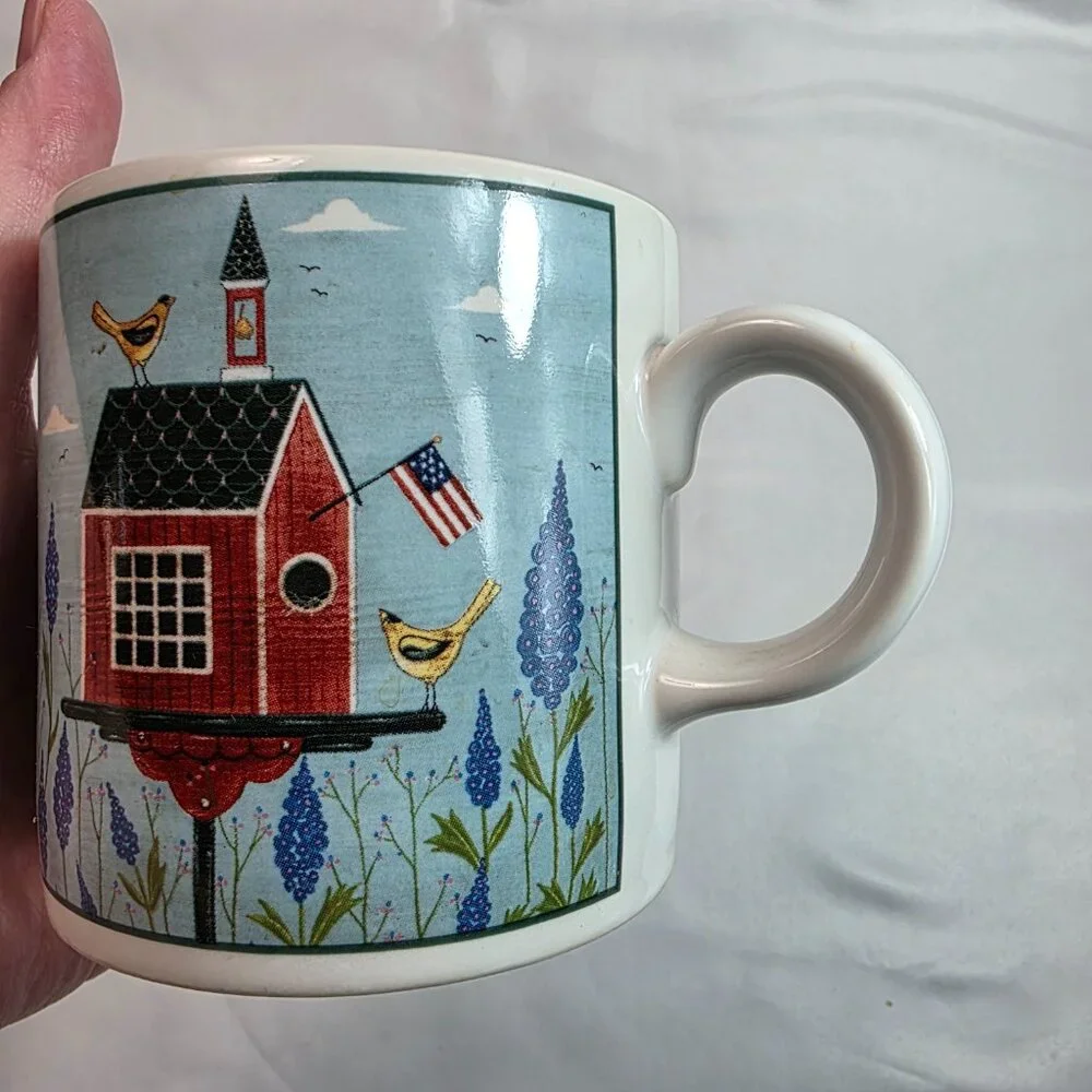 Sakura Birdhouses Creamer Blue with White Birdhouse Warren Kimball